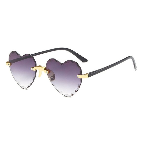 TEMP OUT OF STOCK! Pink Heart UV400 Sunglasses Gold Frameless Scalloped Edge - Picture 4 of 7
